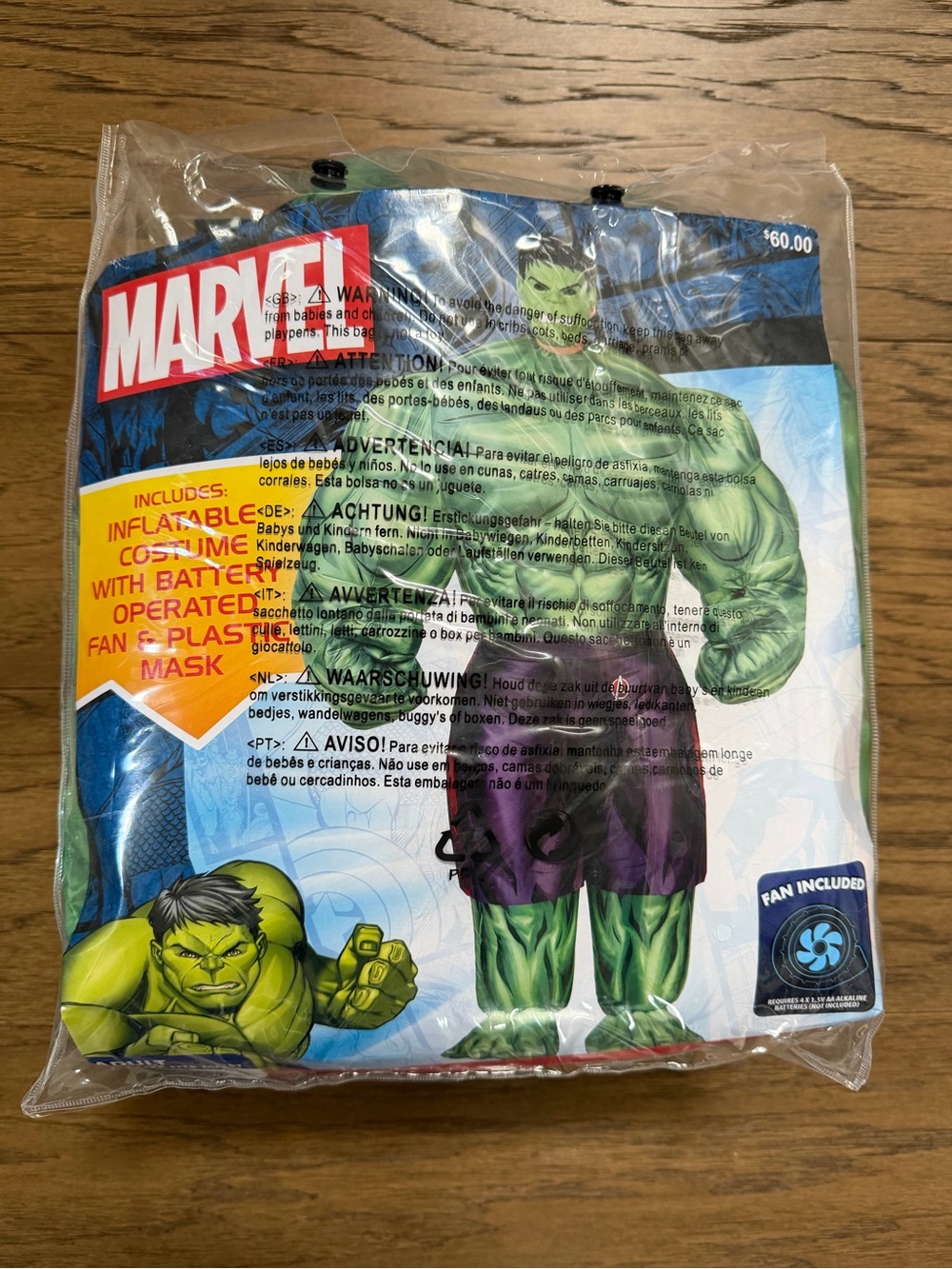 Marvel Adult Inflatable Hulk Costume - Green and Purple